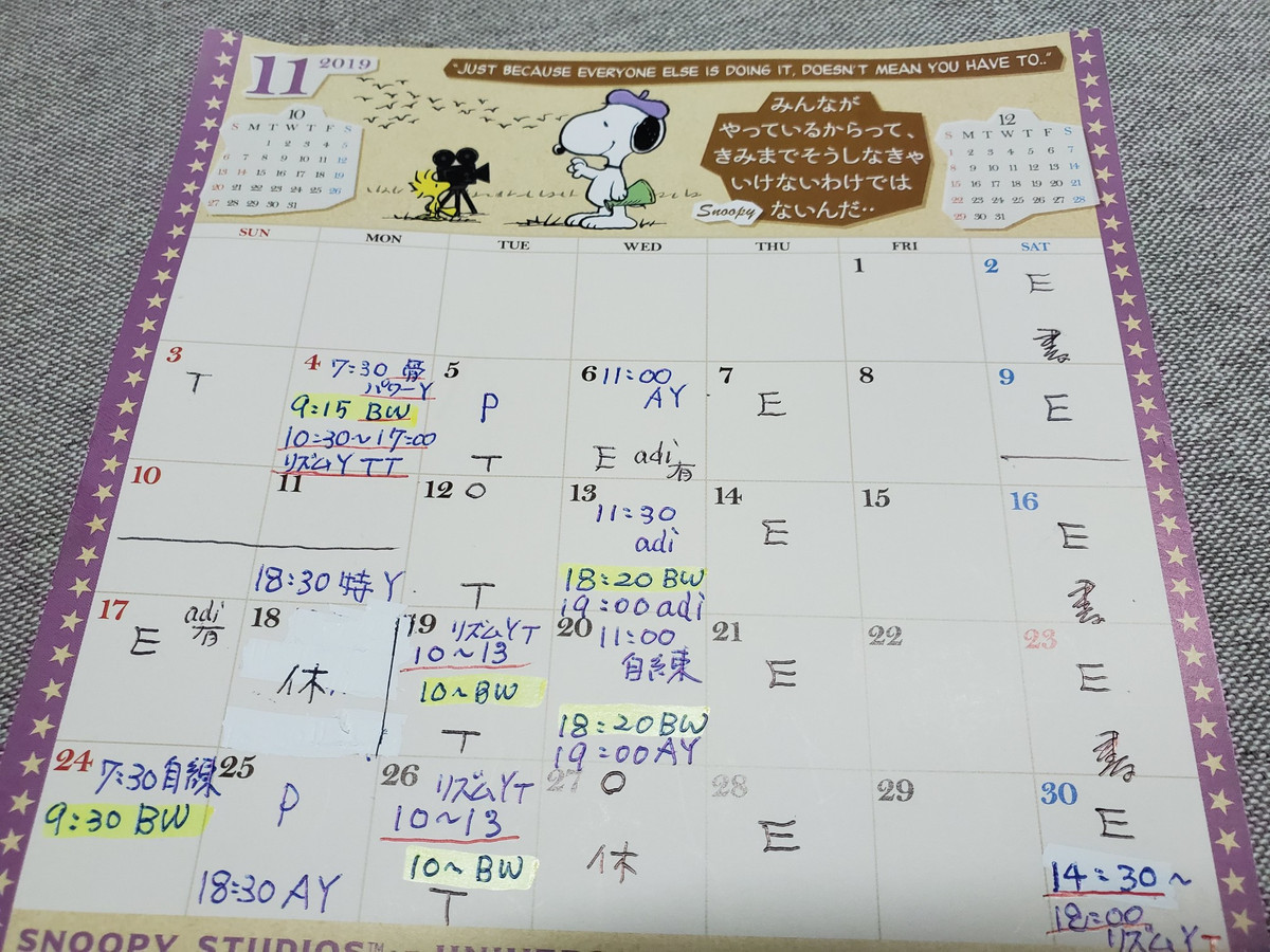 11月スケジュール
